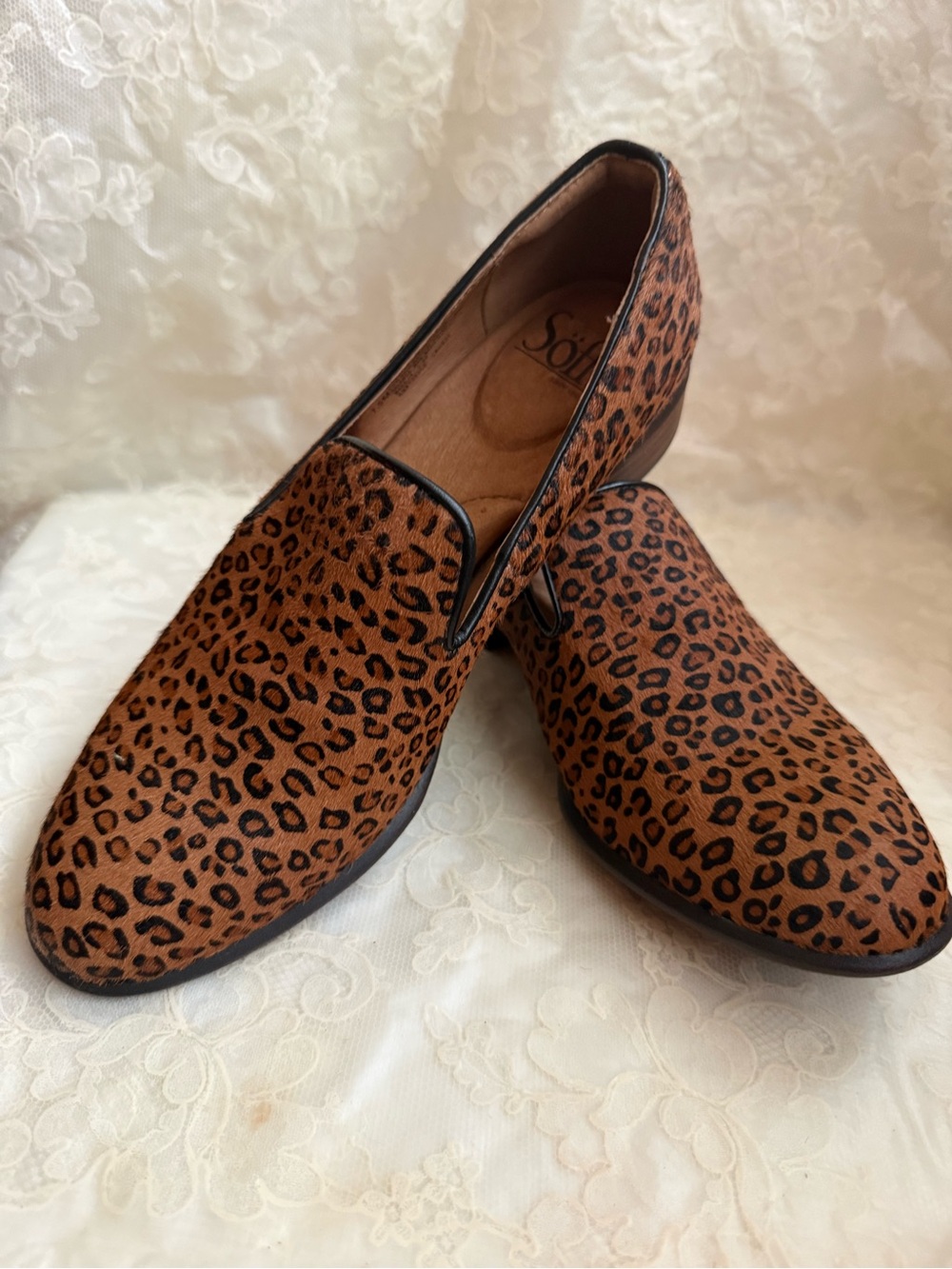 Söfft Leopard Print Slip-On Loafers in Brown and Black 7.5 Quiet Luxury Flats - Picture 3 of 13